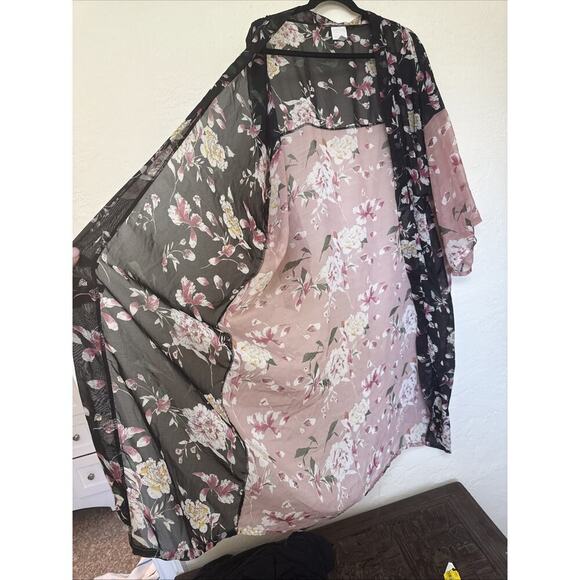 14th & Union Women’s Poncho Sheer black Floral Cardigan Fall Shawl, One Size OS - Picture 12 of 12
